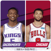 the kings and bulls are playing in sacramento on march 14