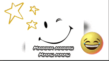 a smiley face and a laughing smiley face with the words mmmm mmmm written on the bottom