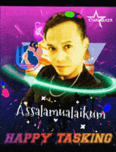 a poster that says happy tasking with a starmaker logo