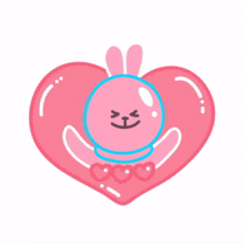 pink rabbit love you heart in love