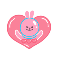Pink Rabbit Sticker - Pink Rabbit Love You Stickers