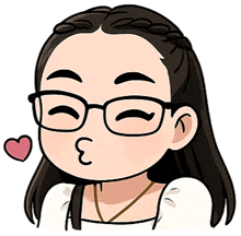 a cartoon drawing of a girl wearing glasses