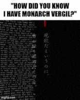 a screenshot of a video that says how did you know i have monarch vergil