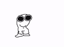 a black and white drawing of a cartoon character with big eyes and a surprised look on his face .
