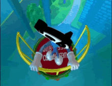 a cartoon of a person riding a roller coaster with a killer whale on the back