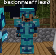 a minecraft character with the name baconnwaffles on the top