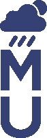 a blue logo with the letter m and u and a cloud