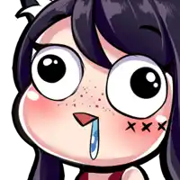 a cartoon of a girl with a tear coming out of her nose