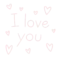 a white background with pink hearts and the words " i love you "