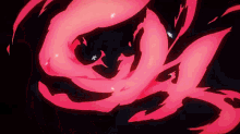 a black background with a red swirl of lightning