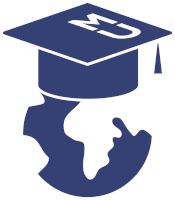 a blue graduation cap with the letters mu on it