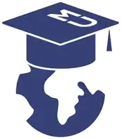 a blue graduation cap with the letters mu on it