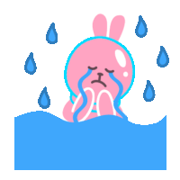 Pink Rabbit Sticker - Pink Rabbit Crying Stickers