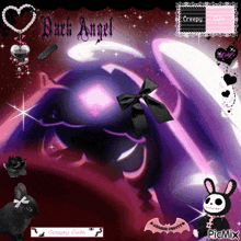 a picture of a dark angel with a bat and a bunny