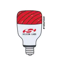 a cartoon drawing of a light bulb that says silicon labs on it
