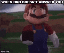 a cartoon of mario taking a picture with a cell phone .