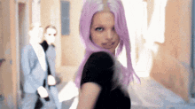 Turning Around Hair Flip GIF - Turning Around Hair Flip Purple Hair GIFs