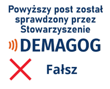a sign that says demagog with a red cross