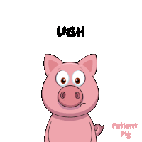 a cartoon pig with its eyes closed and the words ugh behind it