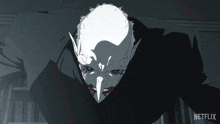 a black and white image of a vampire with a netflix logo on the bottom