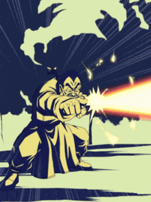 a cartoon of a man shooting a lightning bolt