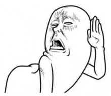 a black and white drawing of a cartoon character with his hand on his ear .