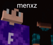 two minecraft characters are standing next to each other in front of a red sky .