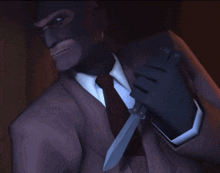a man in a suit and tie has a black mask on his face