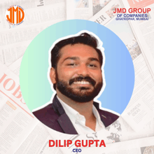 a man with a beard and the name dilip gupta on the bottom