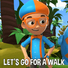 Let'S Go For A Walk Blippi GIF - Let'S Go For A Walk Blippi Blippi Wonders - Educational Cartoons For Kids GIFs