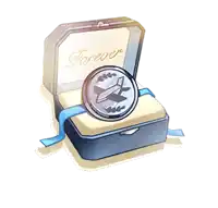 an illustration of a coin in a box that says forever