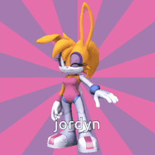 a cartoon character with the name jordyn on the bottom right
