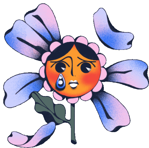 Sad Flower Sheds A Tear Sticker - International Womens Day Sad Crying Stickers