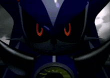 a blurred image of a person holding a sword in a dark room