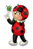 a ladybug with a green clover on its head