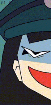 a close up of a cartoon character with a hat on