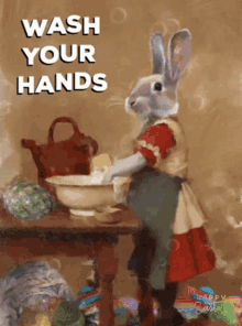 wash your hands hygiene rabbits happy easter easter bunny