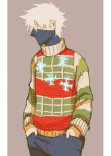 Kakashi Christmas Sweater GIF - Kakashi Christmas Sweater Snowflake GIFs
