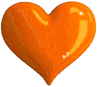 an orange heart with the letters a.c. written on it