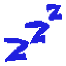 a pixel art drawing of a blue zzz sign