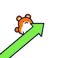 a cartoon of a bear with an arrow pointing up