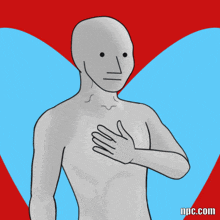 a drawing of a man with a heart in the background and the website npc.com