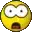a yellow smiley face with big eyes and a surprised look on his face .