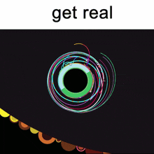 a black background with a purple circle and the words get real on the bottom