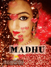 a picture of a woman with the name madhu written on it