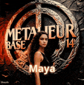 a woman stands in front of a metaleur base logo