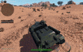 a screenshot of a video game shows a tank in a desert