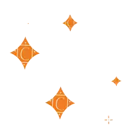 a white background with orange diamonds with the letter c inside