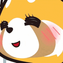 a close up of a cartoon character 's face with a black spot on it