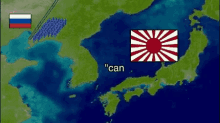 a map of the world with a red white and blue flag that says " can "